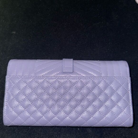 Brand new Yves Saint Laurent Purple leather Women's wallet add chain to make woc - Picture 3 of 9